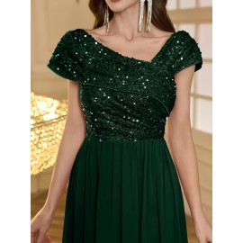 Women's Elegant Wedding Dresses - Formal Evening gowns with Slim Fit & Flowy Train, Bridal party, Prom, Gala - Machine Washable Lace-like Party gowns in - by XinYu, Prom Dress, Fitted Bodice, Shimmering Fabric, Stylish Formalwear, Event Attendees