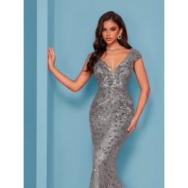 Elegant Beaded Mature Sleeveless Mermaid Dress for Summer Party Evening Formal High-End Luxury Bridesman Gown V Neck Wedding Sexy Tank Long Skirt