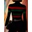 Women'S Bold Striped High-Neck Long Sleeve Crop Top - Vibrant Red & Green Stripes, Stretchy Fabric, Form-Fitting Design, Perfect for Casual or Stylish Outfits, Versatile Fashion Piece | Bold Striped Top | Construction, Crop Top Blouse