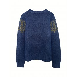 Women'S Cozy Fleece-Lined Christmas Tree Sweater - Navy Blue & Green Holiday Sweater with Soft Fleece Lining, Loose Fit Pullover for Fall/Winter, Casual & Formal Wear, Perfect for Home, Office, or Parties, Christmas Sweater