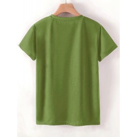 [3pcs Retro Tees] 3pcs Retro Love Heart Graphic Tees | Casual Short Sleeve Women's T-Shirts in Beige, Red & Orange with Golden Accents, Soft Polyester Blend