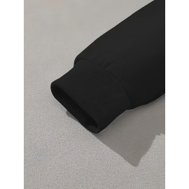 Plus Size Women'S Casual Hoodie with Bold Skull & Letter Print - Soft, Long Sleeve Pullover with Drawstring, Pockets, and 