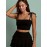 [Spring Sexy Dress] 2pcs Set Spring/Summer Sexy Short Dress Outfit + Fashion Bow Tie Camisole Vest, Multi-Layer Drawstring Women's Skirt