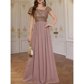 Women's Elegant Wedding Dresses - Formal Evening gowns with Slim Fit & Flowy Train, Bridal party, Prom, Gala - Machine Washable Lace-like Party gowns in - by XinYu, Prom Dress, Fitted Bodice, Shimmering Fabric, Stylish Formalwear, Event Attendees